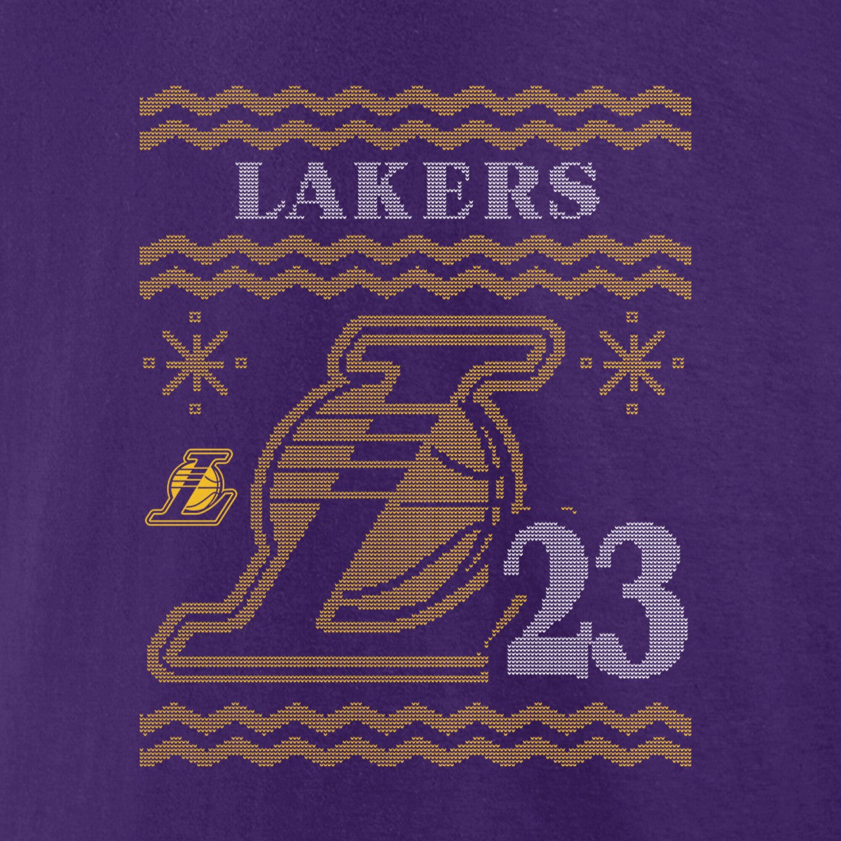 LeBron James Los Angeles Lakers Ugly Sweater Name & Number T-Shirt Purple