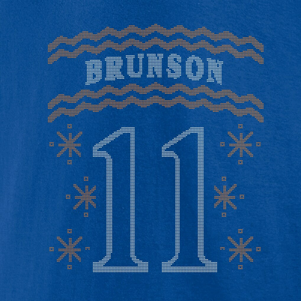 Jalen Brunson New York Knicks Ugly Sweater Name & Number T-Shirt Blue