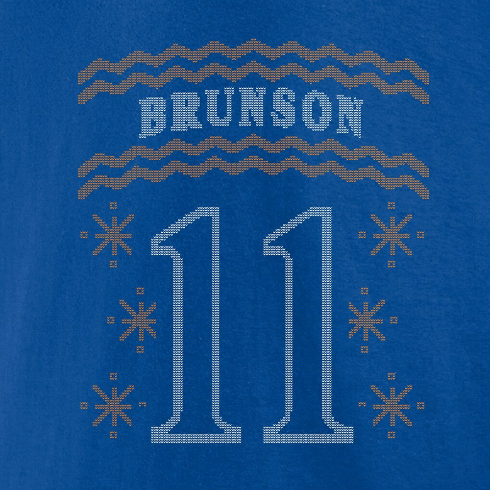 Jalen Brunson New York Knicks Ugly Sweater Name & Number T-Shirt Blue
