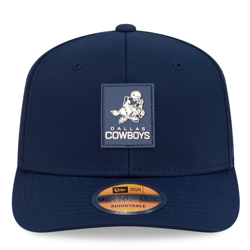 Dallas Cowboys New Era 2025 Sideline Throwback 9SEVENTY Trucker Adjustable Hat Navy
