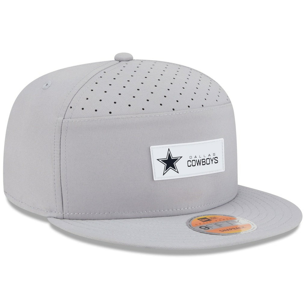 Dallas Cowboys New Era 2025 Sideline Split Panel 9FIFTY Snapback Hat Gray