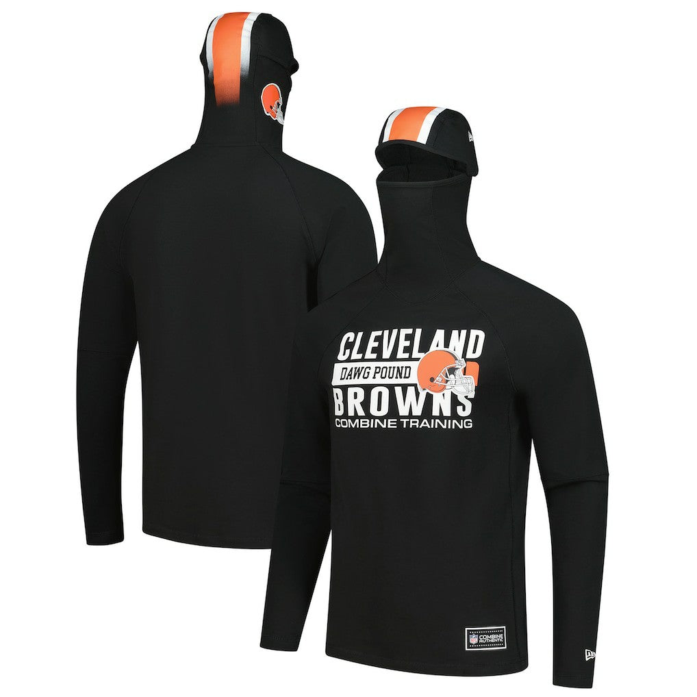 Cleveland Browns New Era Functional Fandom Balaclava Helmet Stripe Tri-Blend Hoodie Black