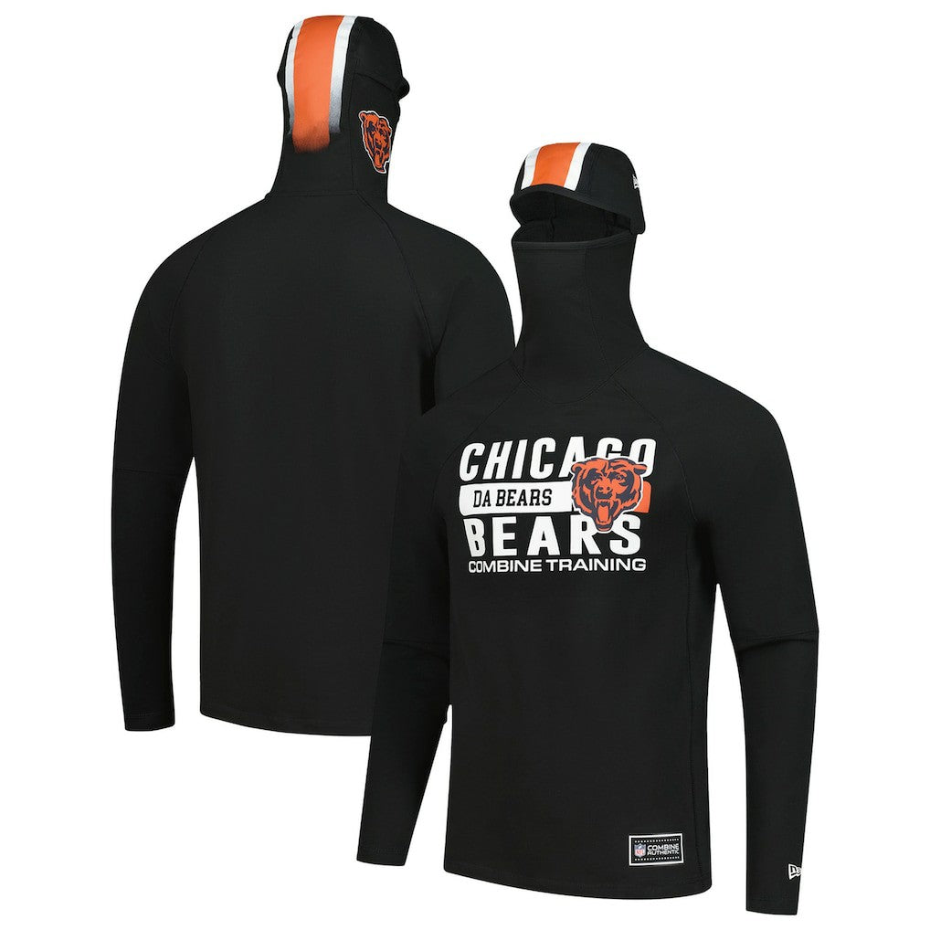 Chicago Bears New Era Functional Fandom Balaclava Helmet Stripe Tri-Blend Hoodie Black