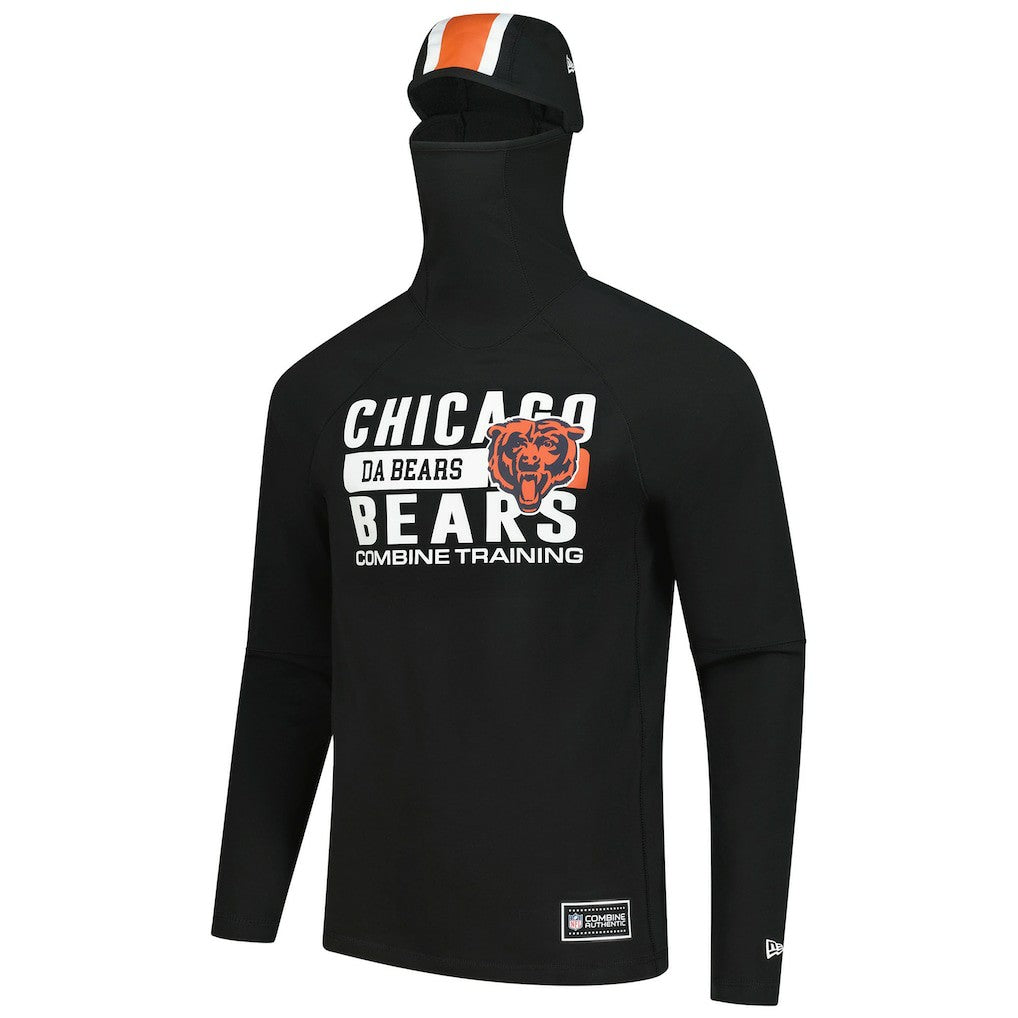 Chicago Bears New Era Functional Fandom Balaclava Helmet Stripe Tri-Blend Hoodie Black
