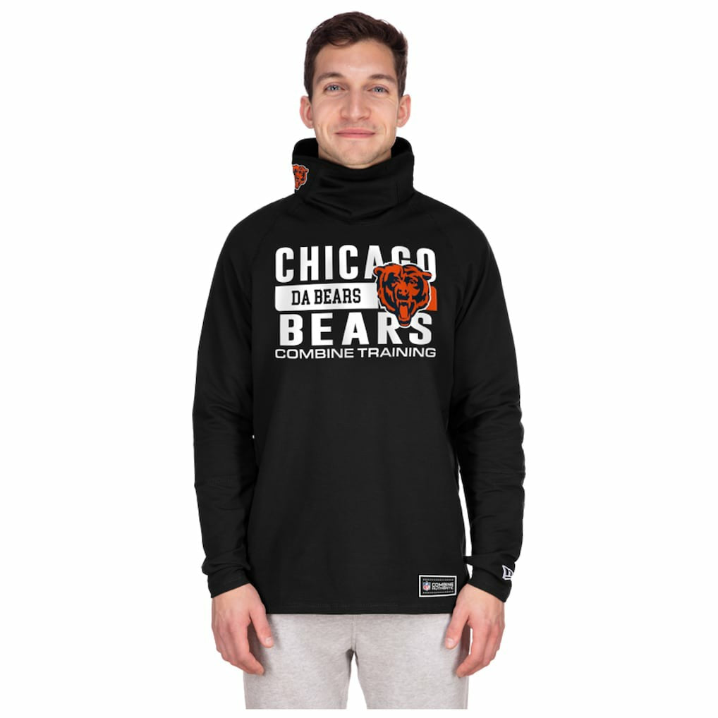 Chicago Bears New Era Functional Fandom Balaclava Helmet Stripe Tri-Blend Hoodie Black