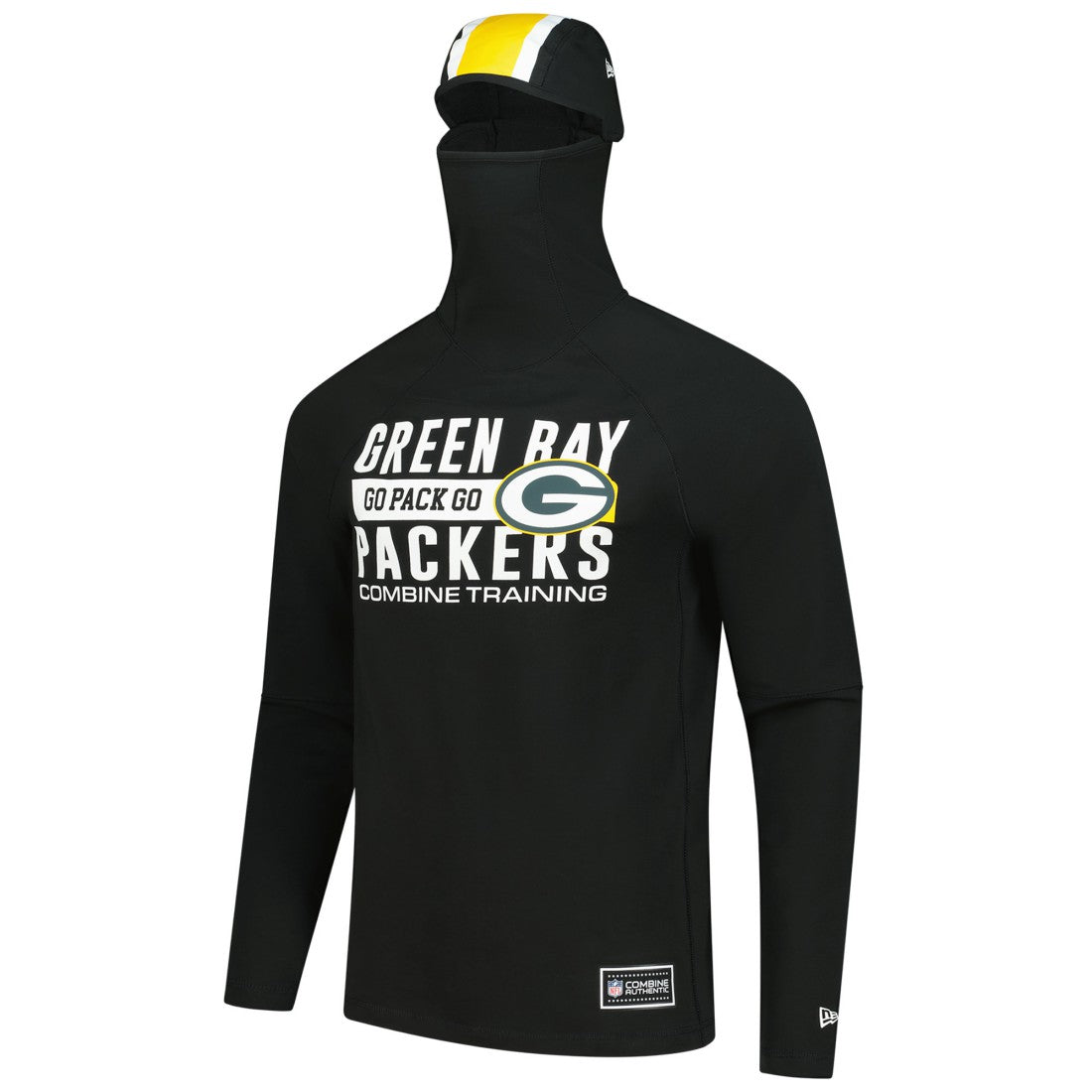 Green Bay Packers New Era Functional Fandom Balaclava Helmet Stripe Tri-Blend Hoodie Black