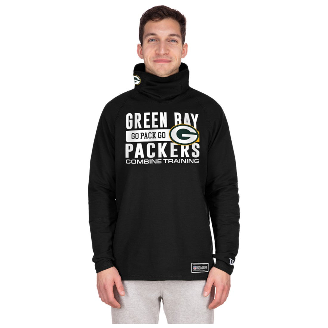 Green Bay Packers New Era Functional Fandom Balaclava Helmet Stripe Tri-Blend Hoodie Black