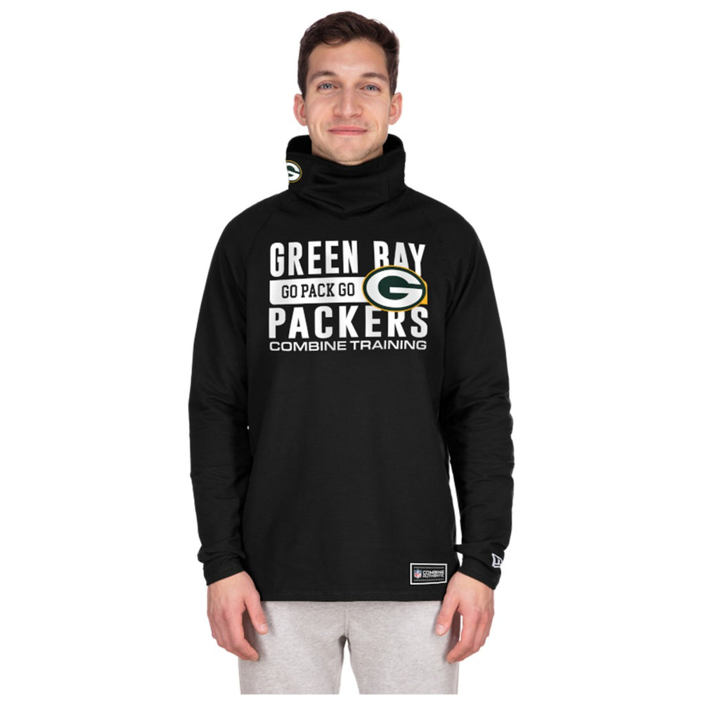 Green Bay Packers New Era Functional Fandom Balaclava Helmet Stripe Tri-Blend Hoodie Black