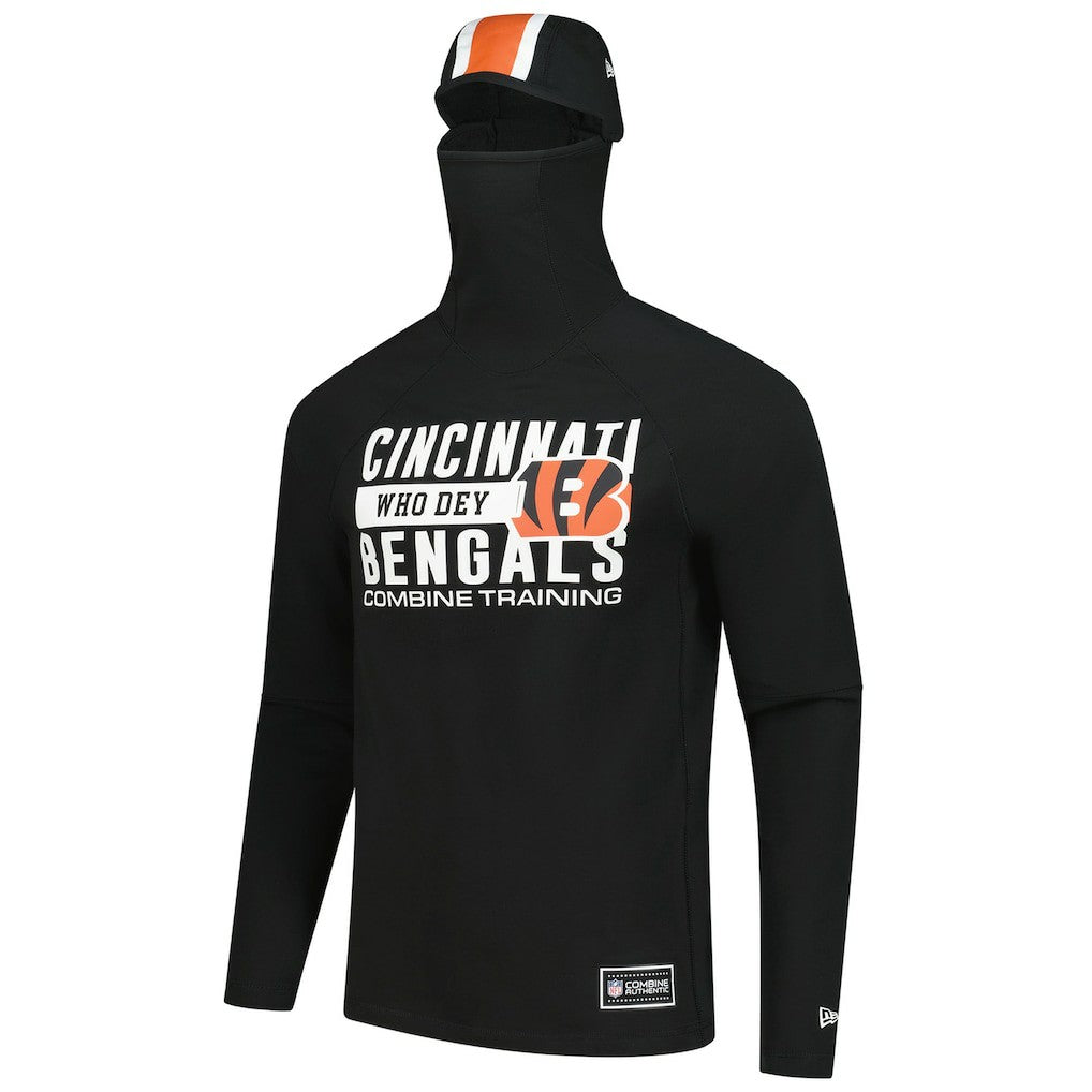 Cincinnati Bengals New Era Functional Fandom Balaclava Helmet Stripe Tri-Blend Hoodie Black