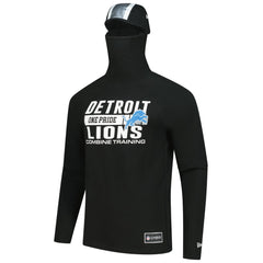 Detroit Lions New Era Functional Fandom Balaclava Helmet Stripe Tri-Blend Hoodie Black