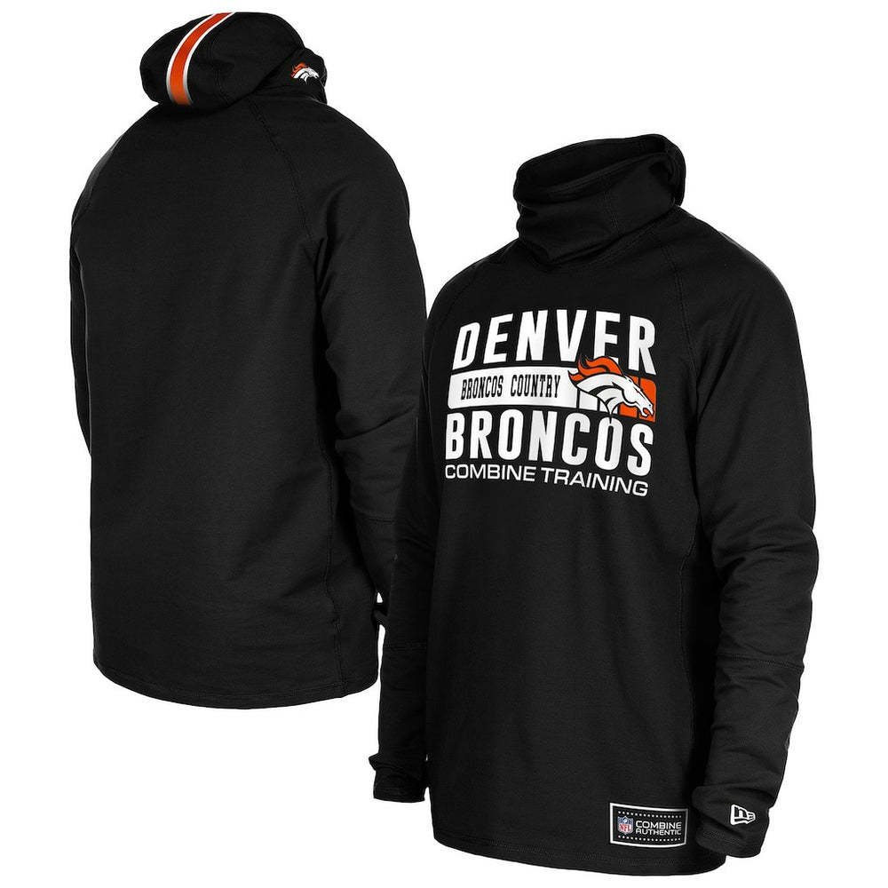 Denver Broncos New Era Functional Fandom Balaclava Helmet Stripe Tri-Blend Hoodie Black