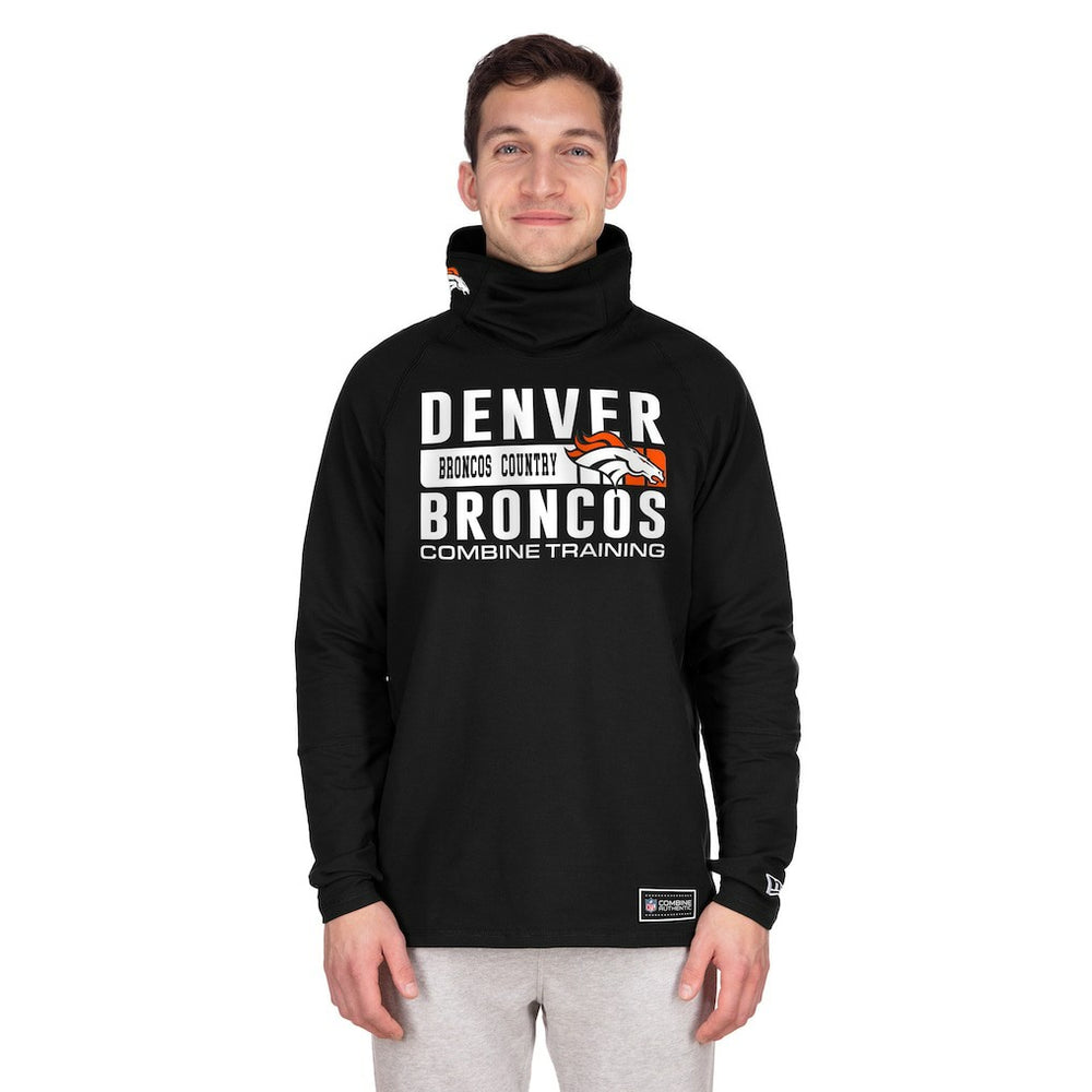 Denver Broncos New Era Functional Fandom Balaclava Helmet Stripe Tri-Blend Hoodie Black