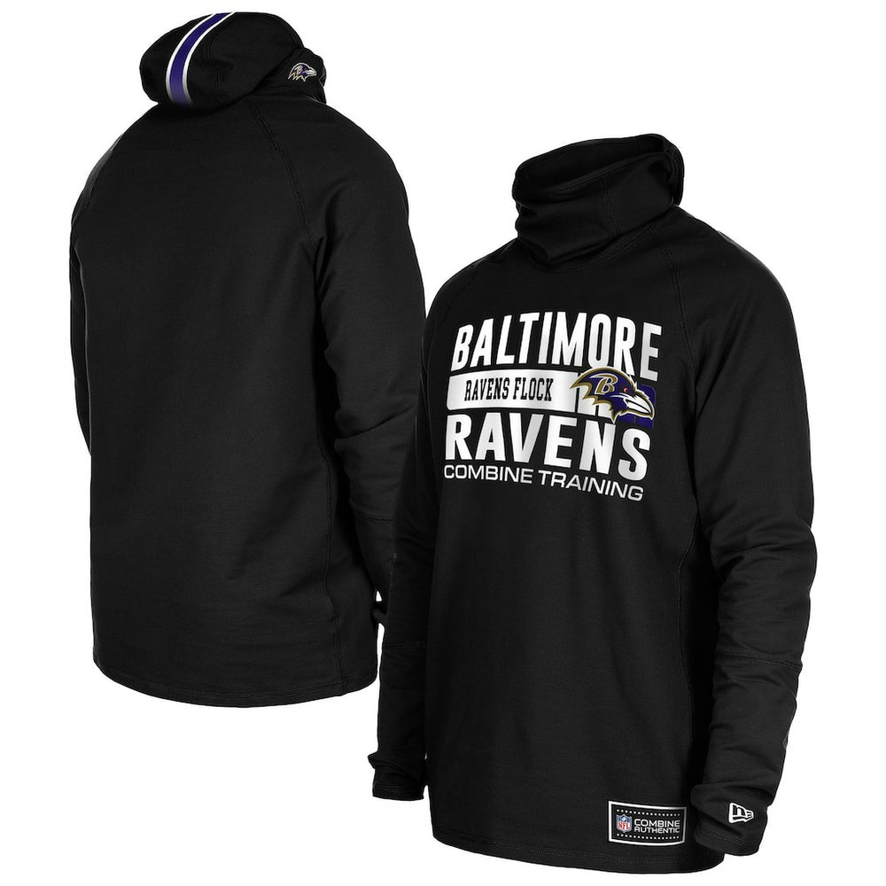 Baltimore Ravens New Era Functional Fandom Balaclava Helmet Stripe Tri-Blend Hoodie Black