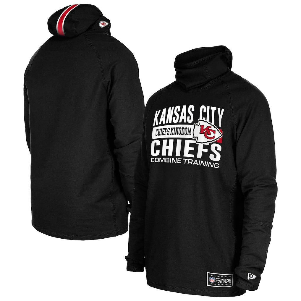 Kansas City Chiefs New Era Functional Fandom Balaclava Helmet Stripe Tri-Blend Hoodie Black