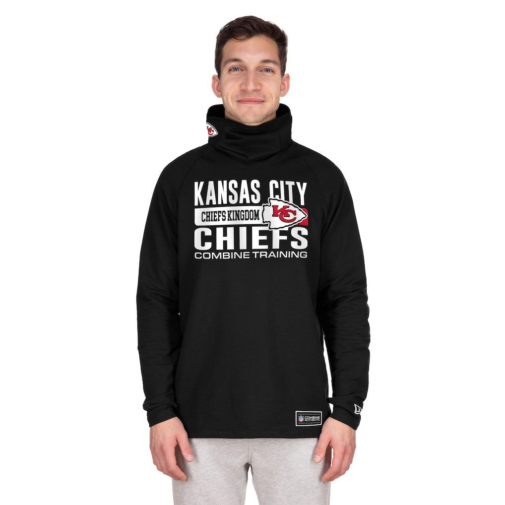 Kansas City Chiefs New Era Functional Fandom Balaclava Helmet Stripe Tri-Blend Hoodie Black