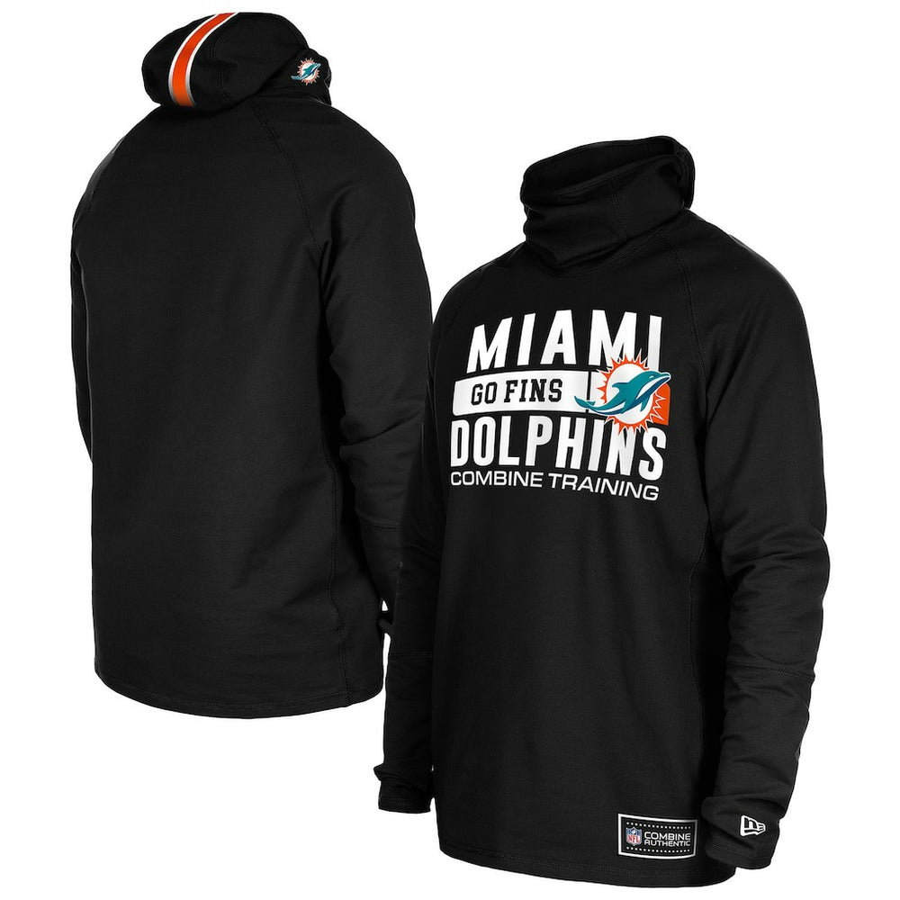 Miami Dolphins New Era Functional Fandom Balaclava Helmet Stripe Tri-Blend Hoodie Black