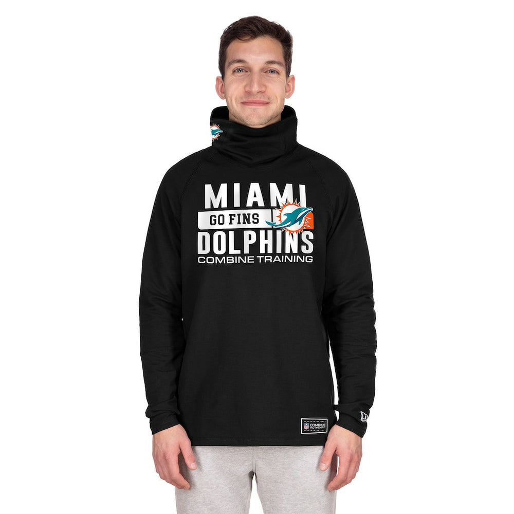 Miami Dolphins New Era Functional Fandom Balaclava Helmet Stripe Tri-Blend Hoodie Black