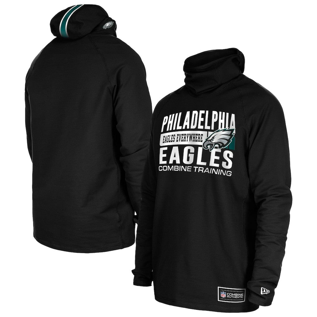 Philadelphia Eagles New Era Functional Fandom Balaclava Helmet Stripe Tri-Blend Hoodie Black