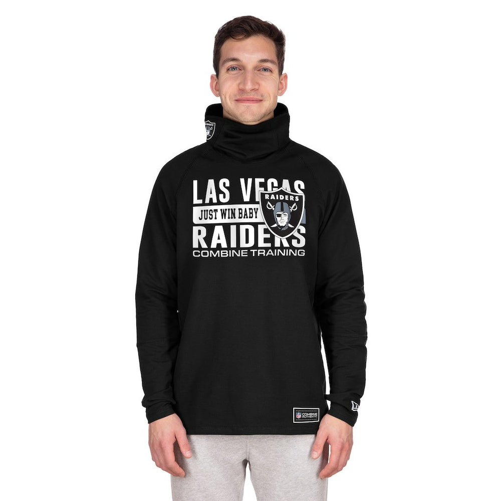 Las Vegas Raiders New Era Functional Fandom Balaclava Helmet Stripe Tri-Blend Hoodie Black