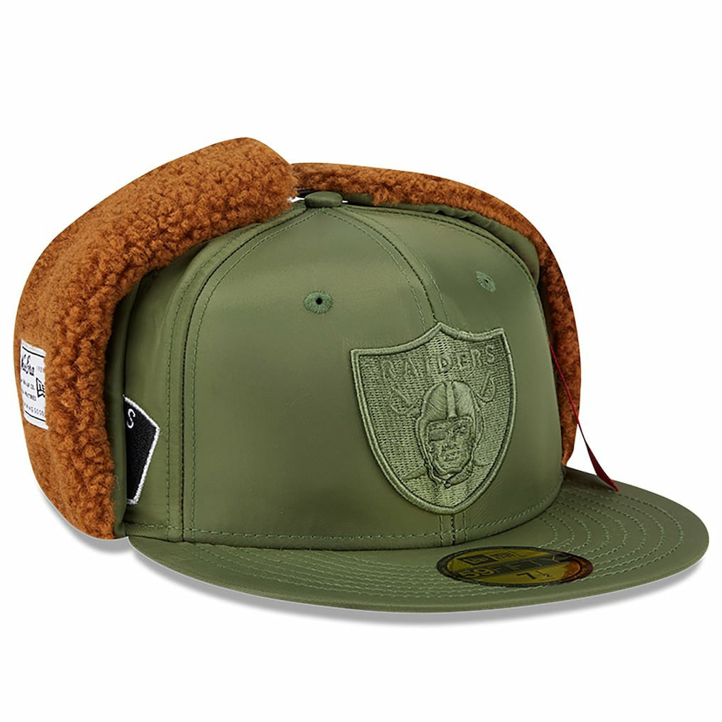 Las Vegas Raiders New Era x Alpha Industries Dog Ears 59FIFTY Fitted Hat Olive