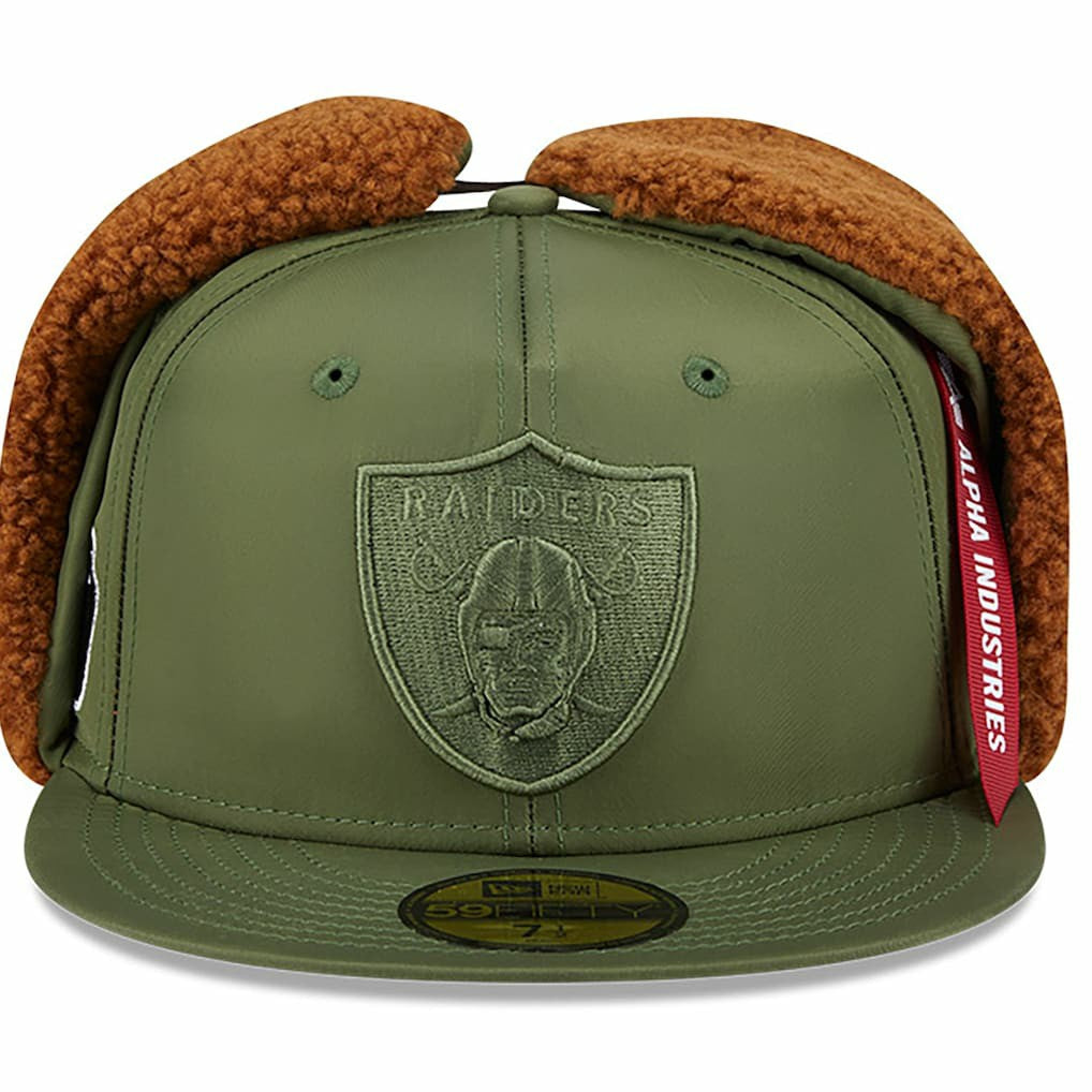 Las Vegas Raiders New Era x Alpha Industries Dog Ears 59FIFTY Fitted Hat Olive