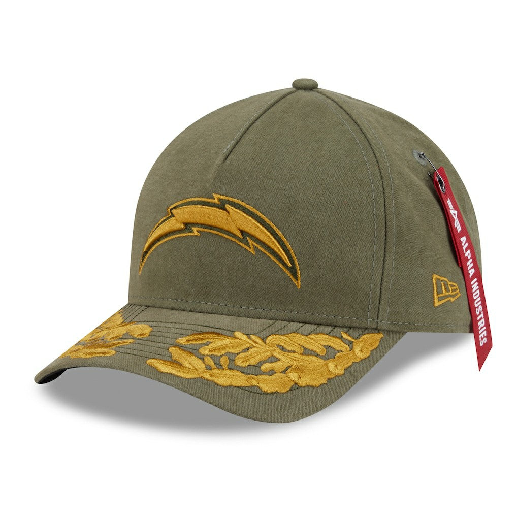 Los Angeles Chargers New Era x Alpha Industries A-Frame 9FORTY Adjustable Hat Olive