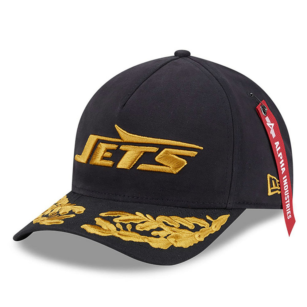 New York Jets New Era x Alpha Industries A-Frame 9FORTY Adjustable Hat Black