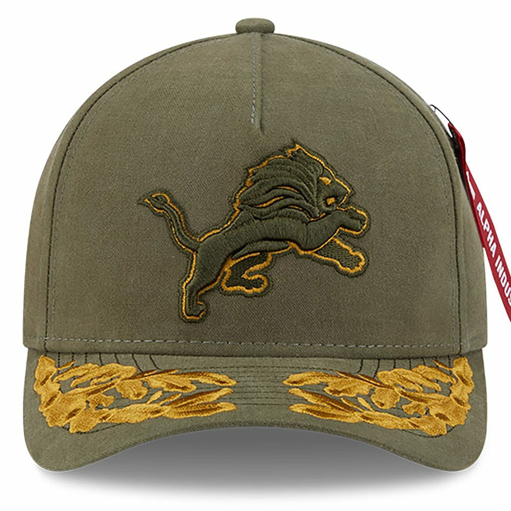 Detroit Lions New Era x Alpha Industries A-Frame 9FORTY Adjustable Hat Olive