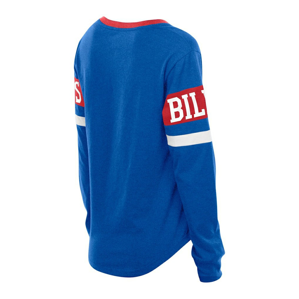 Buffalo Bills New Era Women's Plus Size Throwback Lace-Up Long Sleeve T-Shirt Blue