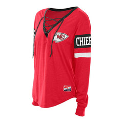 Kansas City Chiefs New Era Women's Plus Size Throwback Lace-Up Long Sleeve T-Shirt Red