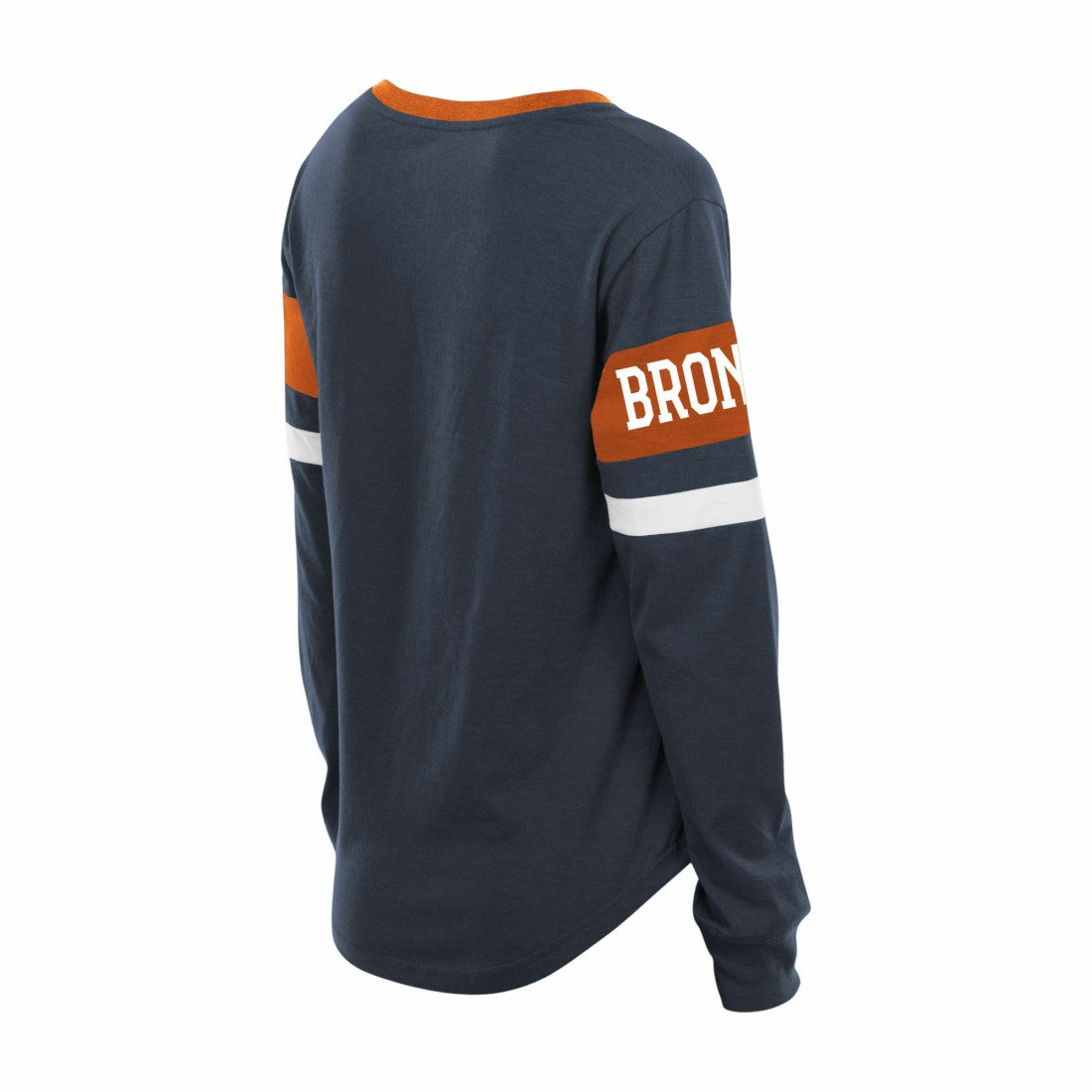 Denver Broncos New Era Women's Plus Size Throwback Lace-Up Long Sleeve T-Shirt Navy