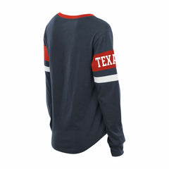 Houston Texans New Era Women's Plus Size Throwback Lace-Up Long Sleeve T-Shirt Navy