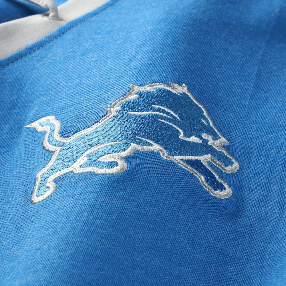 Detroit Lions New Era Women's Plus Size Throwback Lace-Up Long Sleeve T-Shirt Blue
