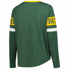 Green Bay Packers New Era Women's Plus Size Throwback Lace-Up Long Sleeve T-Shirt Green