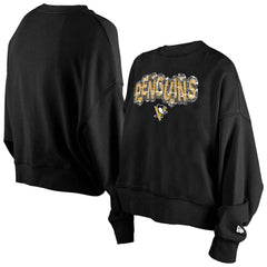 NHL Pittsburgh Penguins New Era Girls Youth Flip Sequin Sweatshirt - Black