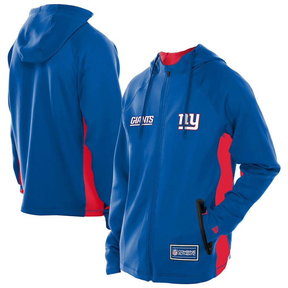 New York Giants New Era Combine Authentic Raglan Scuba Full-Zip Hoodie Royal