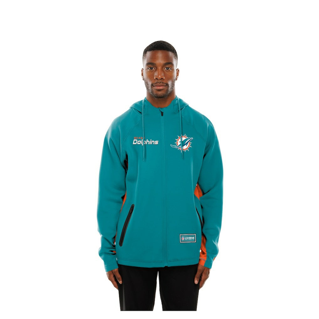 Miami Dolphins New Era Combine Authentic Raglan Scuba Full-Zip Hoodie Aqua