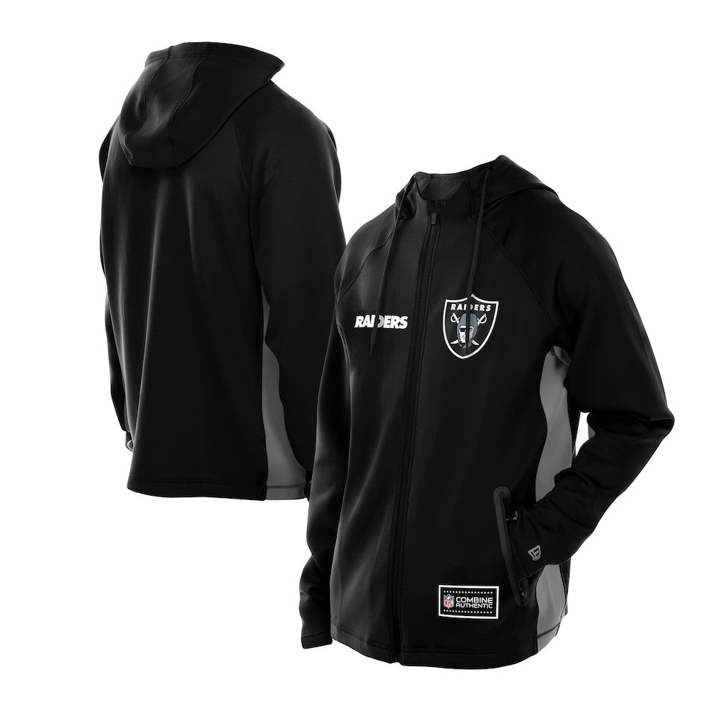 Las Vegas Raiders New Era Combine Authentic Raglan Scuba Full-Zip Hoodie Black