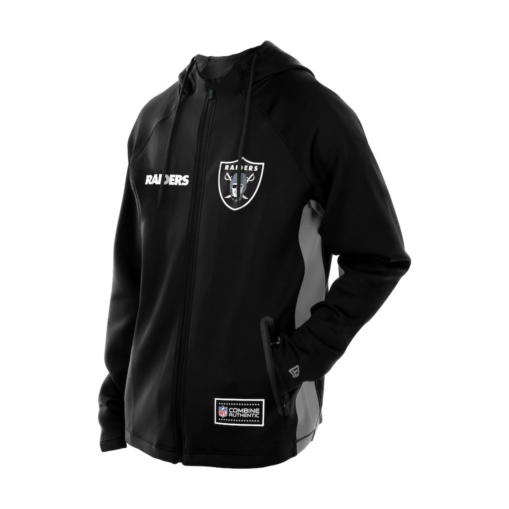 Las Vegas Raiders New Era Combine Authentic Raglan Scuba Full-Zip Hoodie Black