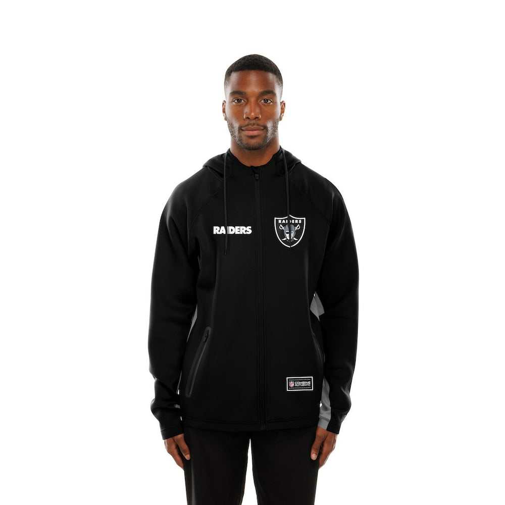 Las Vegas Raiders New Era Combine Authentic Raglan Scuba Full-Zip Hoodie Black