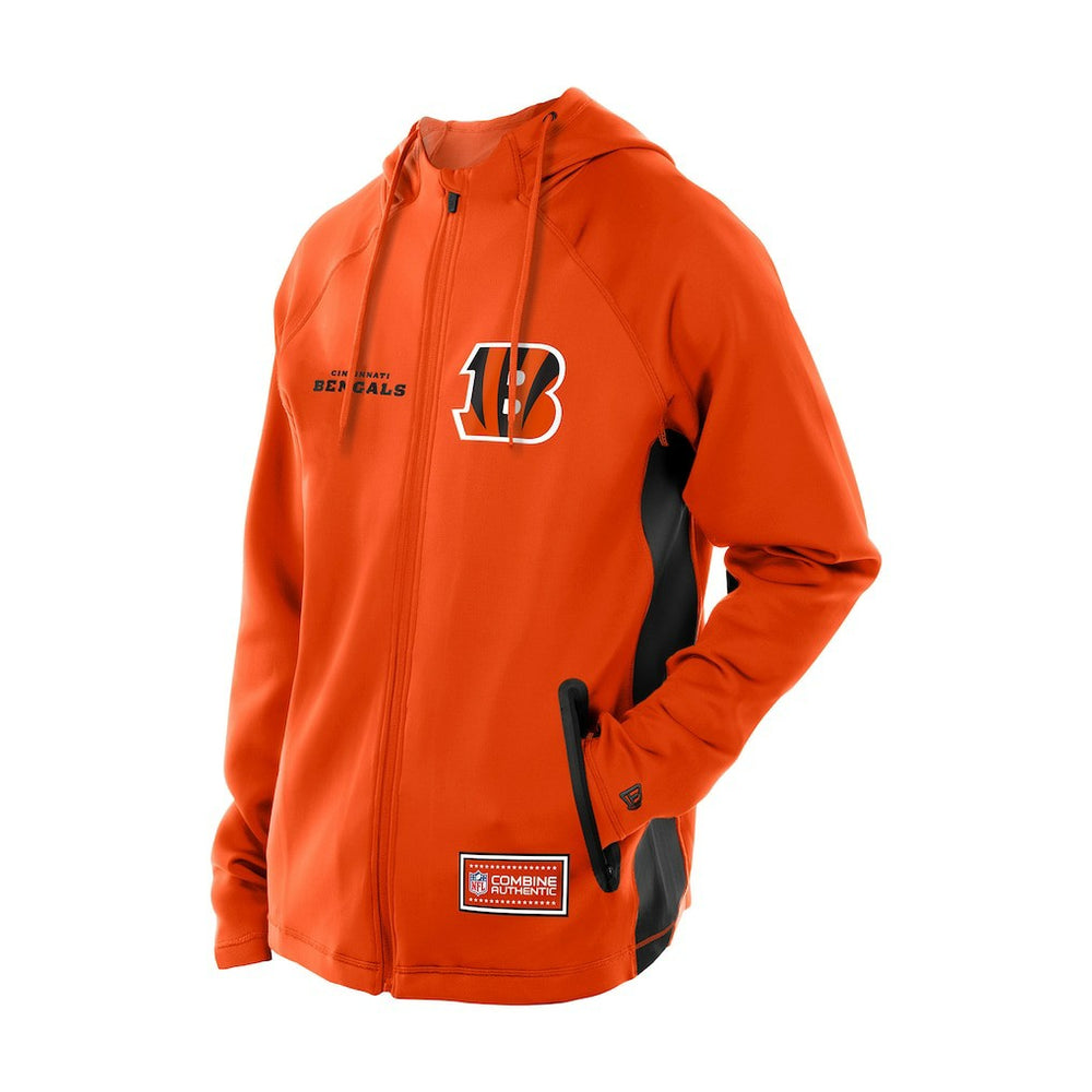 Cincinnati Bengals New Era Combine Authentic Raglan Scuba Full-Zip Hoodie Orange