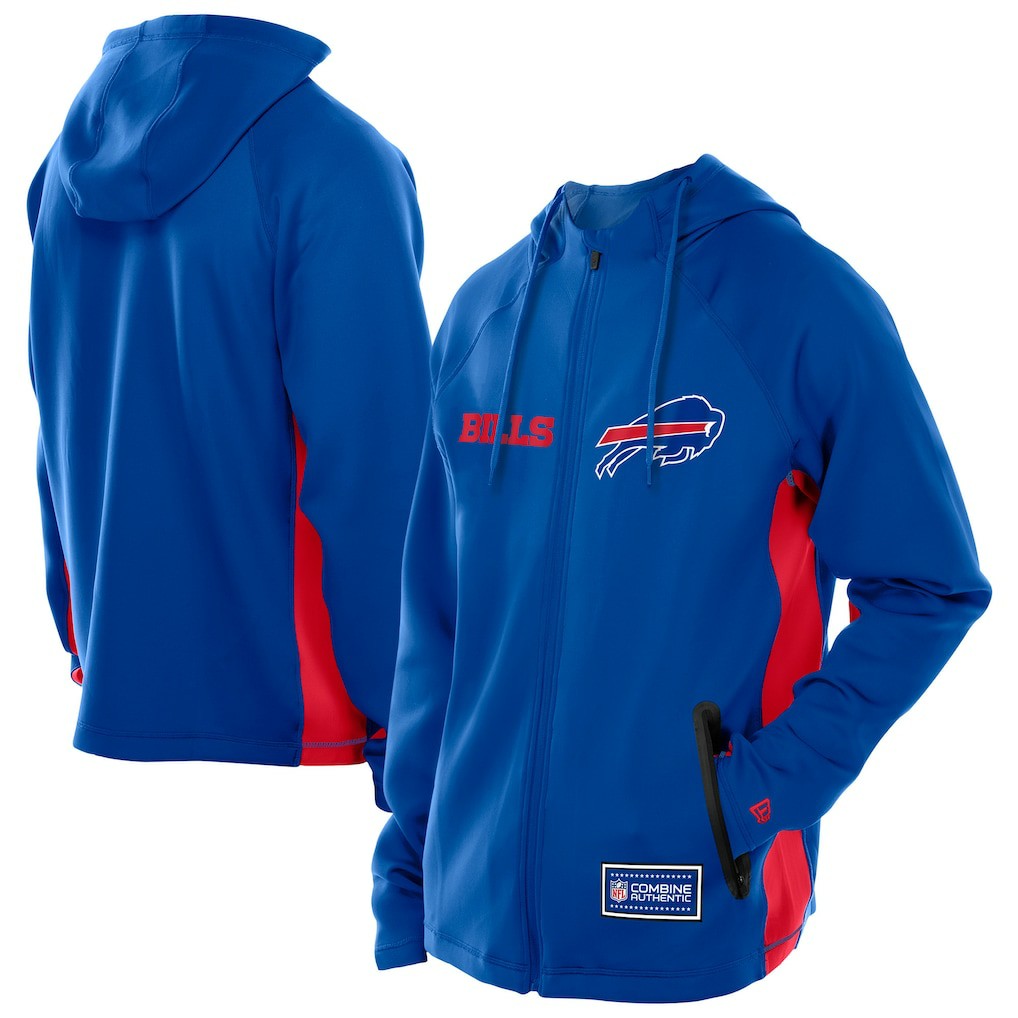 Buffalo Bills New Era Combine Authentic Raglan Scuba Full-Zip Hoodie Royal