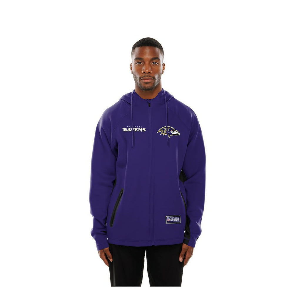 Baltimore Ravens New Era Combine Authentic Raglan Scuba Full-Zip Hoodie Purple