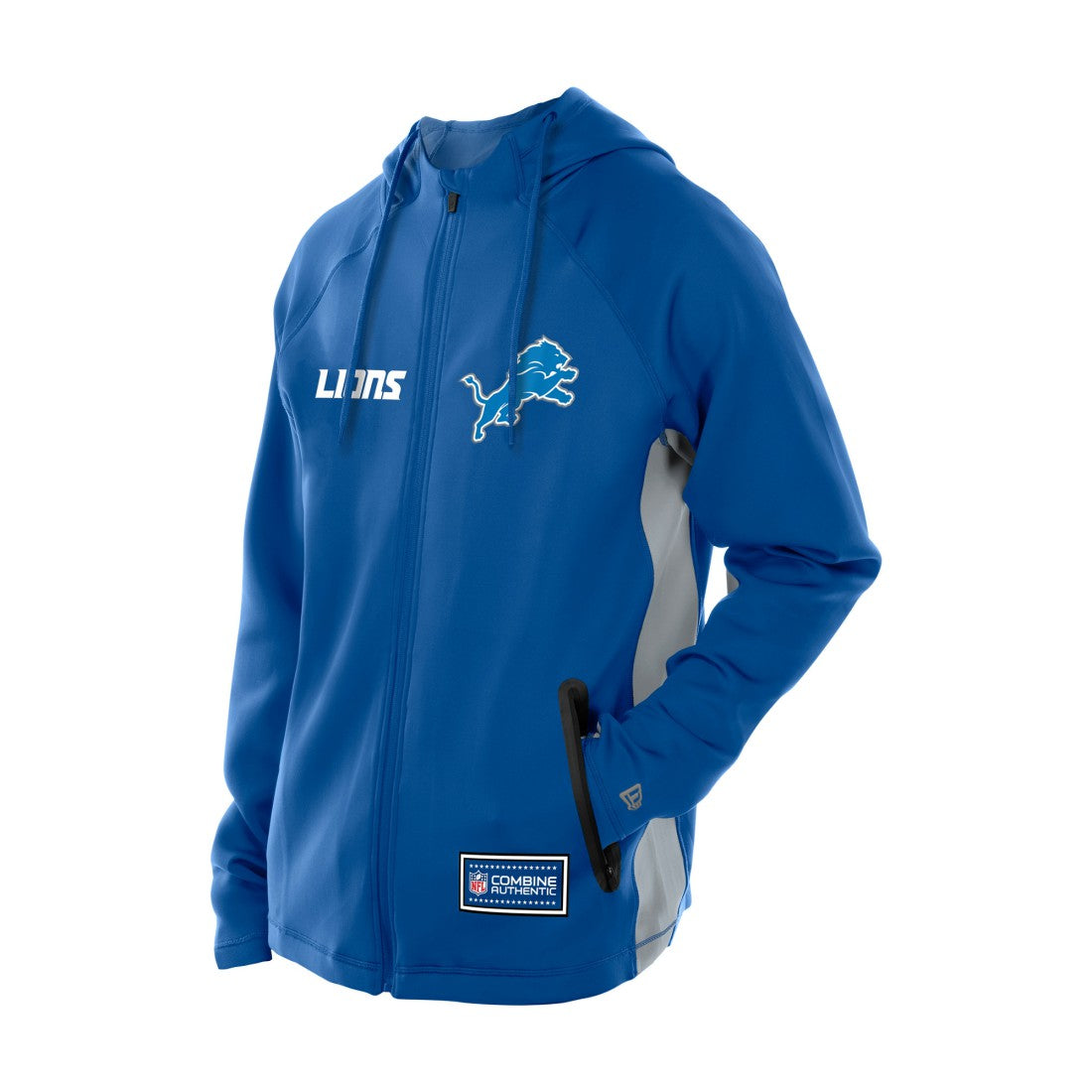 Detroit Lions New Era Combine Authentic Raglan Scuba Full-Zip Hoodie Blue