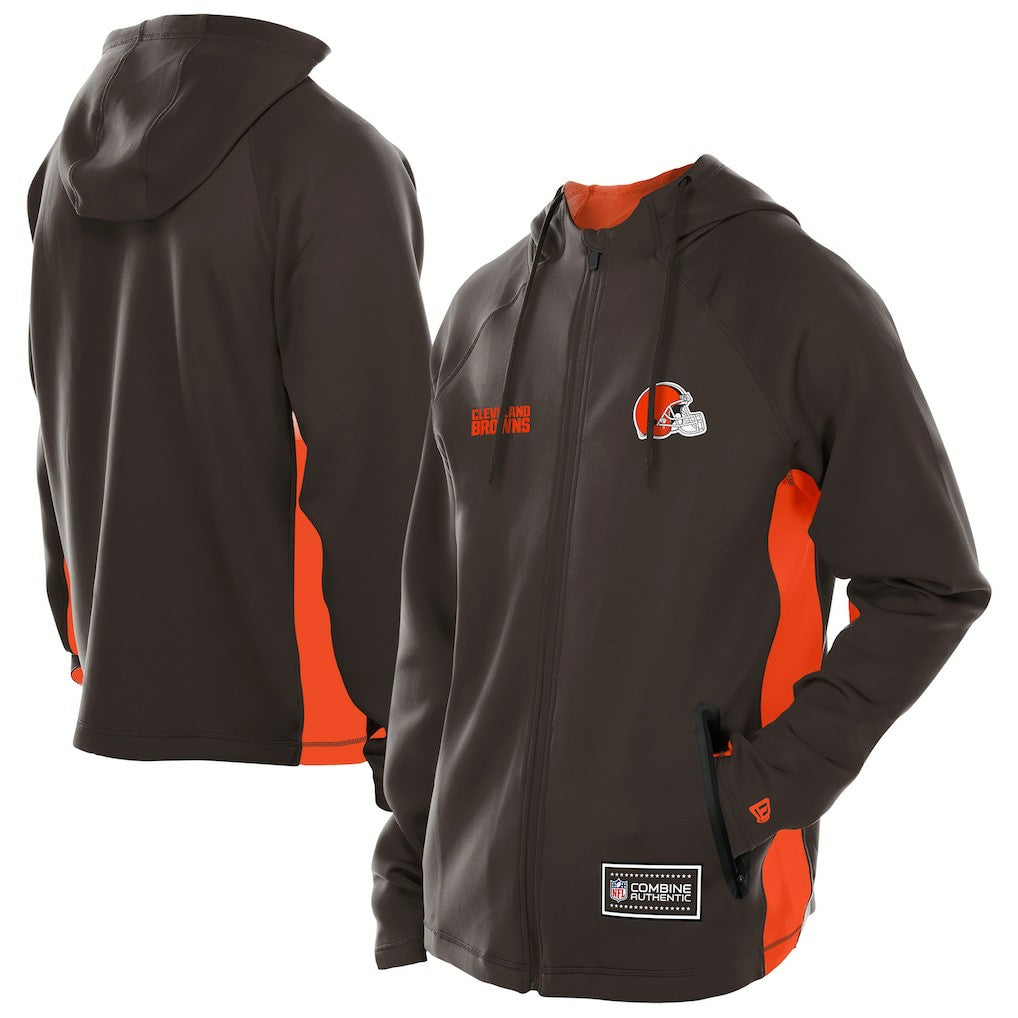 Cleveland Browns New Era Combine Authentic Raglan Scuba Full-Zip Hoodie Brown