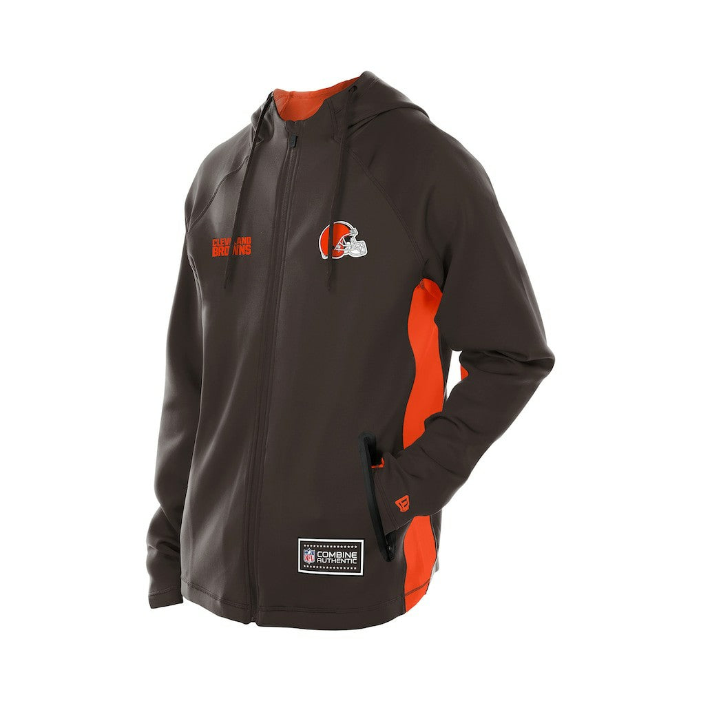 Cleveland Browns New Era Combine Authentic Raglan Scuba Full-Zip Hoodie Brown