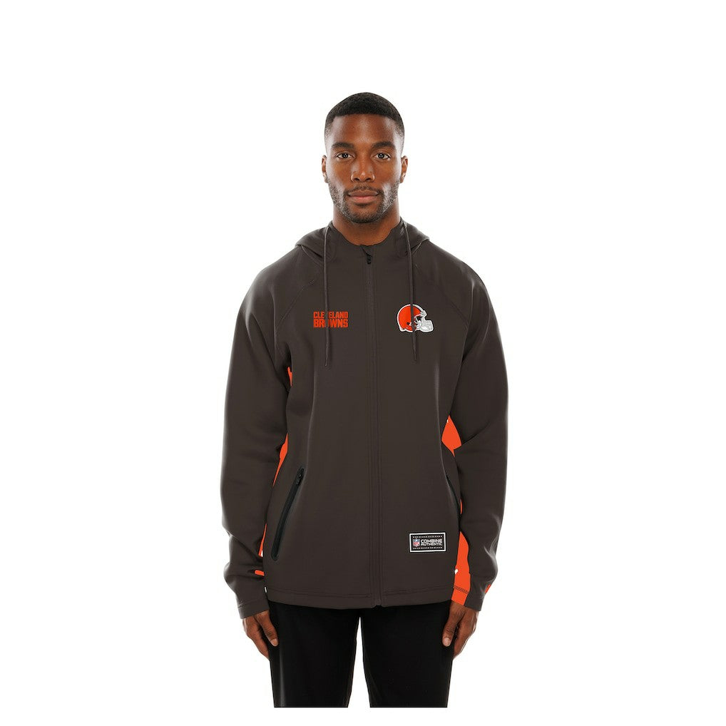 Cleveland Browns New Era Combine Authentic Raglan Scuba Full-Zip Hoodie Brown
