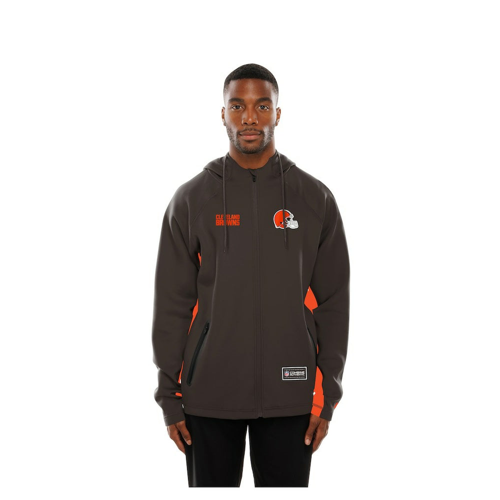 Cleveland Browns New Era Combine Authentic Raglan Scuba Full-Zip Hoodie Brown