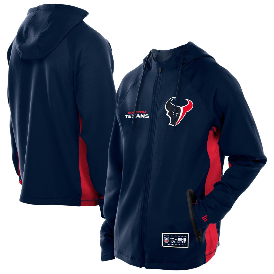 Houston Texans New Era Combine Authentic Raglan Scuba Full-Zip Hoodie Navy