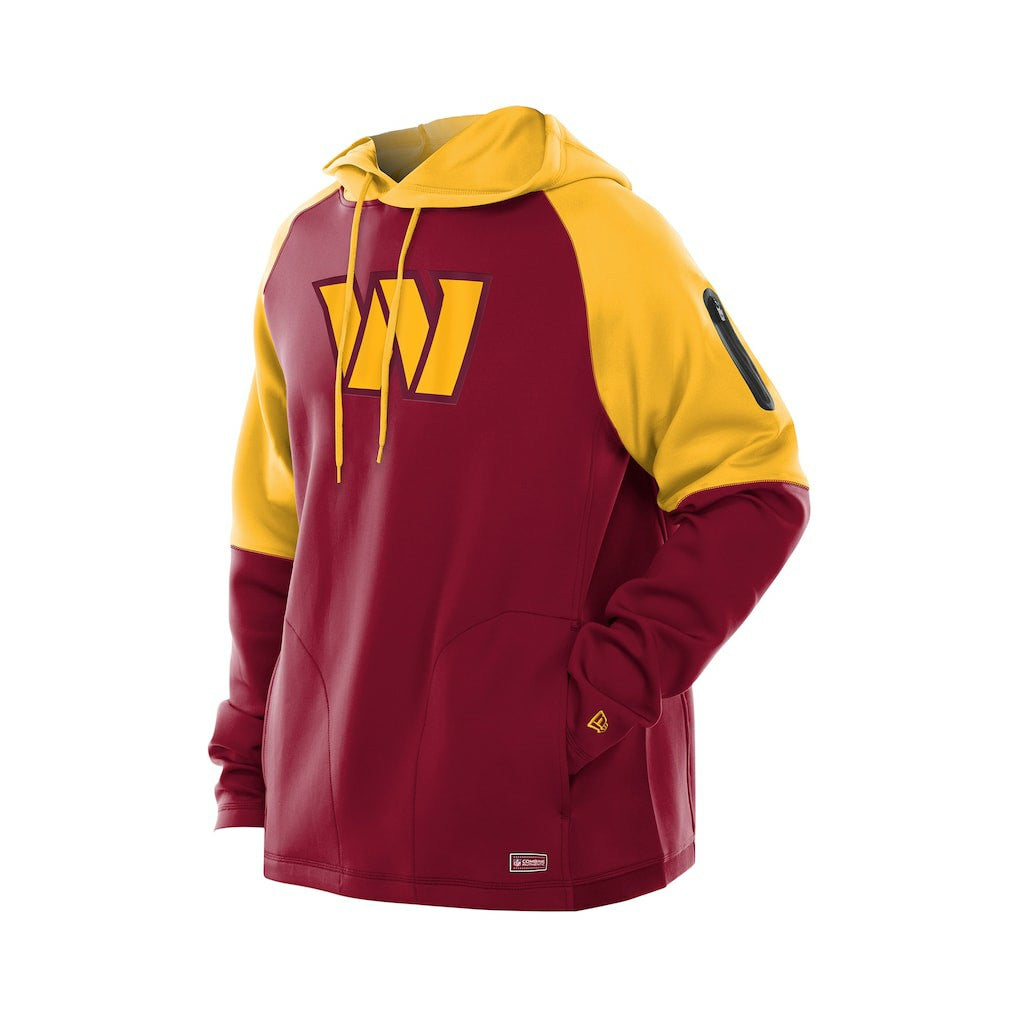 Washington Commanders New Era Combine Authentic Color Block Raglan Pullover Hoodie Burgundy